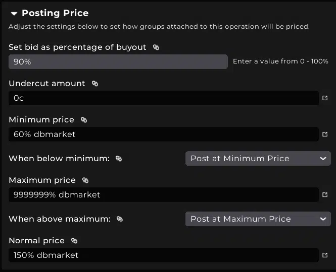 TSM auctioning operation posting price