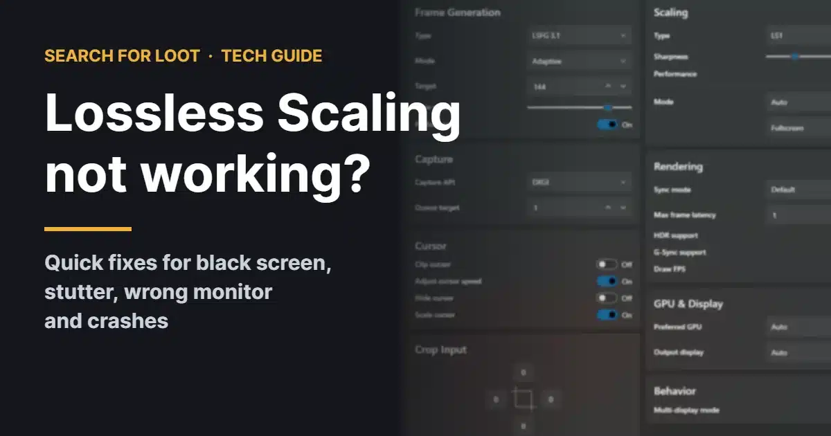 Lossless Scaling not working? Quick fixes for black screen, stutter, wrong monitor and crashes